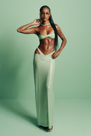 LIGHT MATCHA - VESPER SEQUIN - MAXI SKIRT